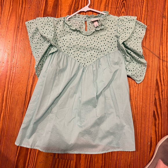 A New Day Women’s Mint Green Eyelet Flutter Sleeve Top - Picture 1 of 3